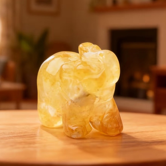 Hand Crafted Other - 🆕New Citrine Crystal Gemstone Elephant Figurine 1.5”
